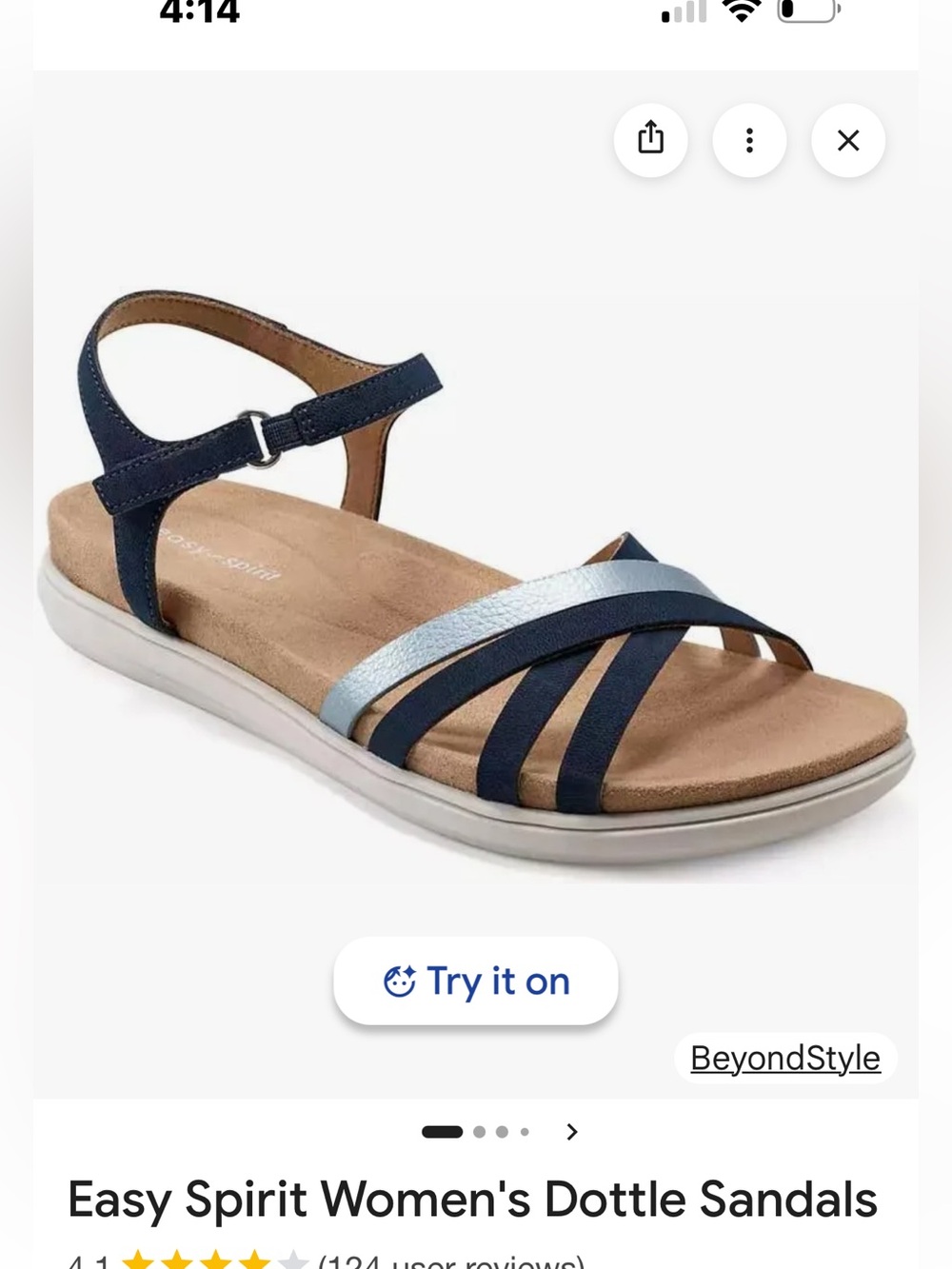 EASY SPIRIT size 9.5 Dark Blue Dottle Comfort Lightweight Velcro Sandals NEW - Picture 2 of 15